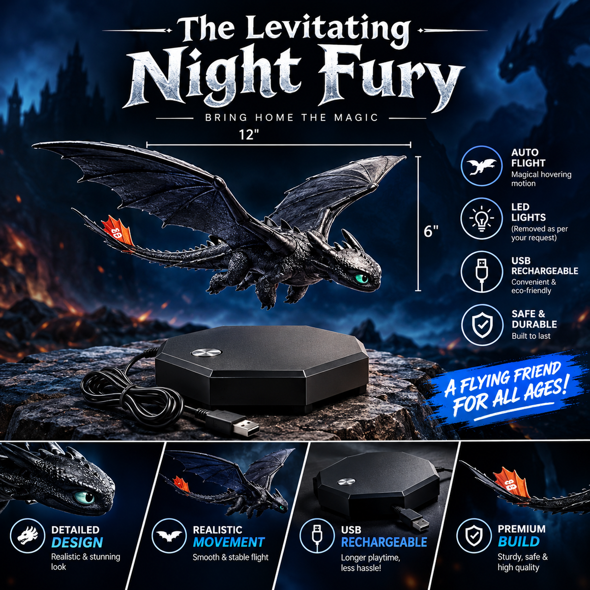 ๐ The Levitating Night Fury Dragon โ Magic That Actually Floats! Only Rs. 999