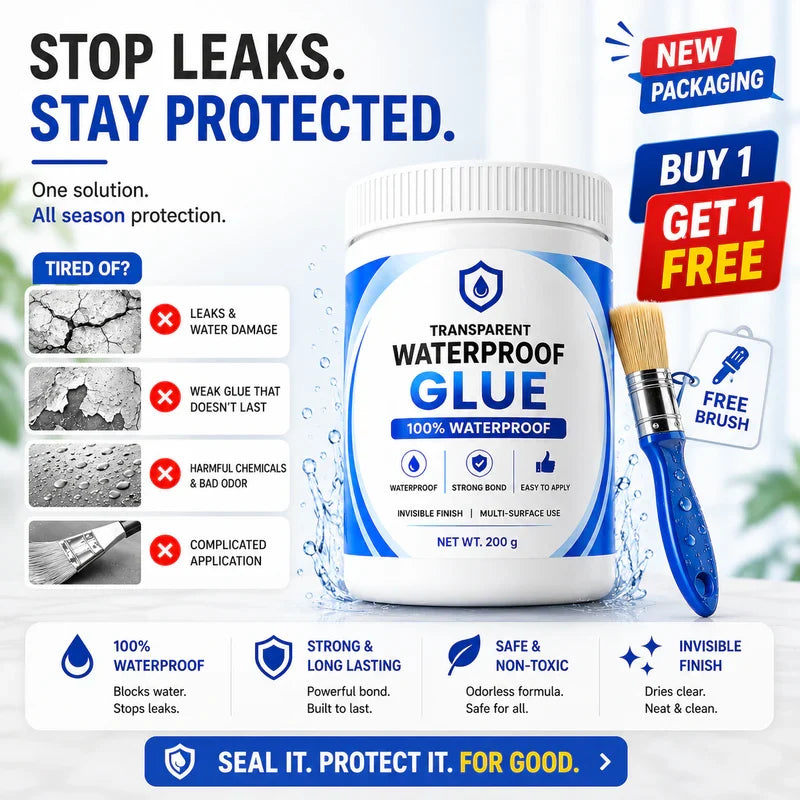 Premium Transparent Waterproof Leak Repair Glue | Strong Multi-Surface Sealant | Invisible Finish
