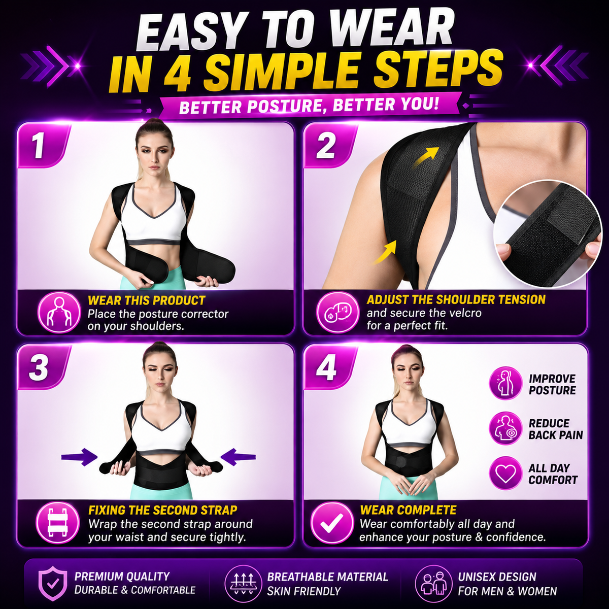 Get Unisex Posture Corrector Belt at Just ₹599 [50% OFF]